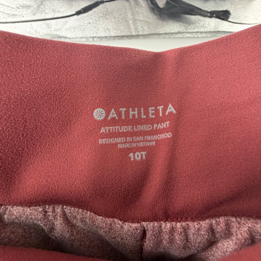 Athleta Attitude Lined Pant Terracotta Red Ruched Joggers Tall 10T High Rise - Picture 2 of 5